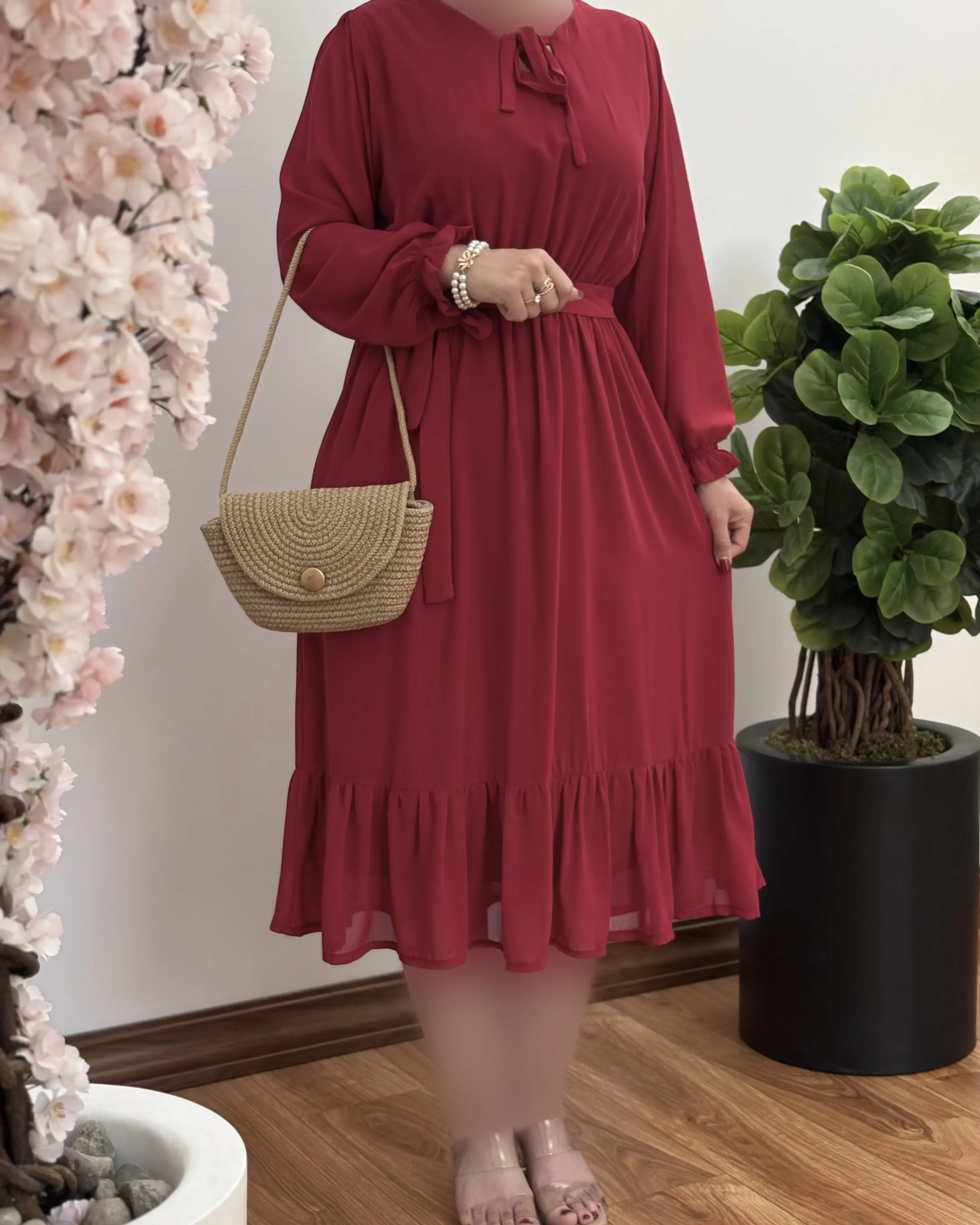 پیراهن حریر یقه بندی ۱